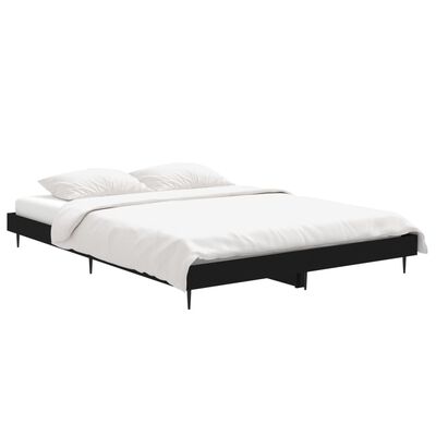 vidaXL Cadru de pat, negru, 140x190 cm, lemn prelucrat