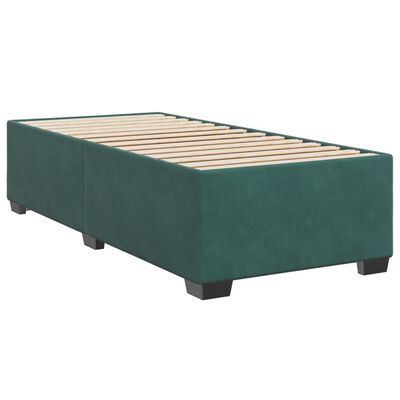 vidaXL Pat box spring cu saltea, verde închis, 100x200 cm, catifea