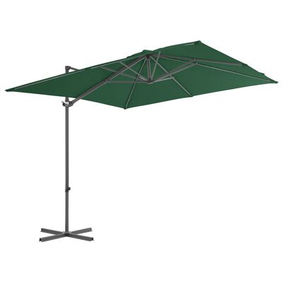 vidaXL Umbrelă suspendată cu stâlp din oțel, verde, 250 x 250 cm