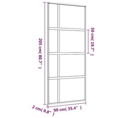 vidaXL Ușă glisantă, auriu, 90x205 cm, sticlă ESG mată și aluminiu