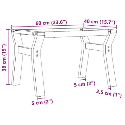 vidaXL Picioare Măsuță de cafea Y-Frame 60x40x38 cm Fontă