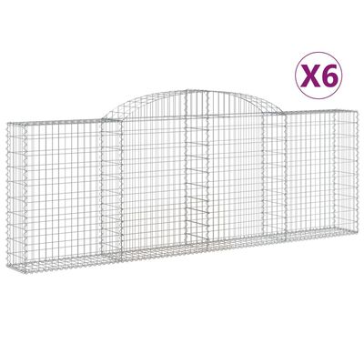 vidaXL Coșuri gabion arcuite 6 buc, 300x30x100/120 cm fier galvanizat