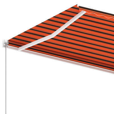 vidaXL Copertină retractabilă manual, portocaliu și maro, 450x350 cm