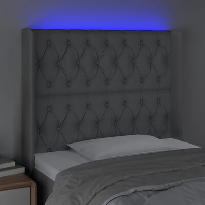 vidaXL Tăblie de pat cu LED, gri deschis, 93x16x118/128 cm, textil