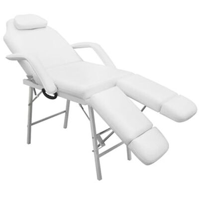 vidaXL Scaun tratament facial, piele artificială, 185x78x76 cm, alb