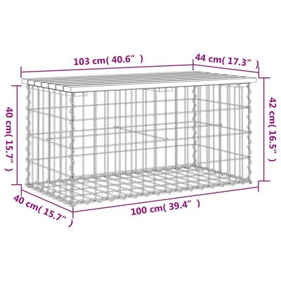 vidaXL Bancă de grădină, design gabion, 103x44x42cm, lemn masiv de pin