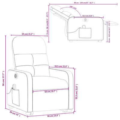 vidaXL Fotoliu electric masaj rabatabil cu ridicare maro închis textil