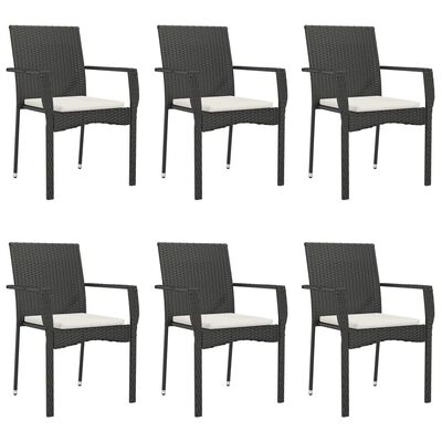 vidaXL Set mobilier de grădină cu perne, 7 piese, negru, poliratan