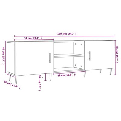 vidaXL Comodă TV, gri beton, 150x30x50 cm, lemn compozit