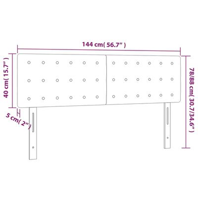 vidaXL Tăblie de pat cu LED, negru, 144x5x78/88 cm, textil