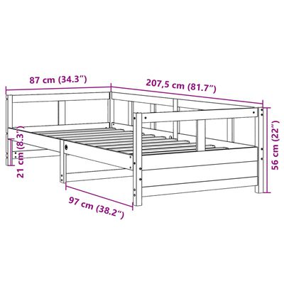 vidaXL Pat de zi fără saltea, alb, 80x200 cm, lemn masiv pin