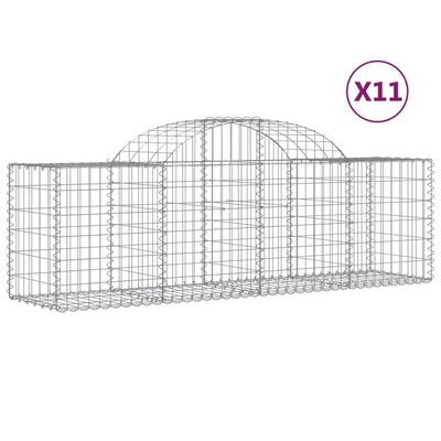 vidaXL Coșuri gabion arcuite 11 buc, 200x50x60/80 cm, fier galvanizat