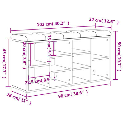 vidaXL Bancă pentru pantofi stejar sonoma 102x32x50 cm lemn prelucrat