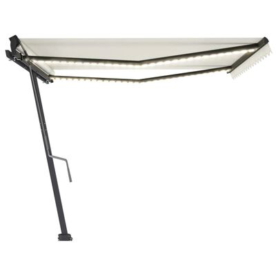 vidaXL Copertină retractabilă manual cu LED, crem, 400x350 cm