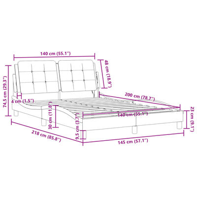 vidaXL Cadru de pat cu tăblie, alb, 140x200 cm, piele ecologică