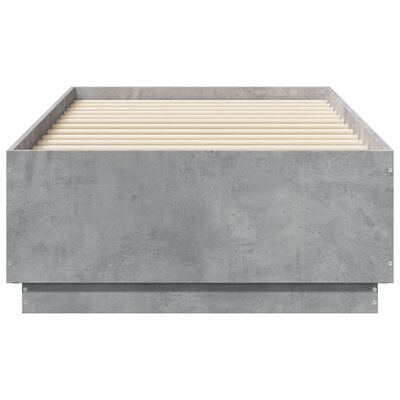 vidaXL Cadru de pat, gri beton, 90x190 cm, lemn prelucrat