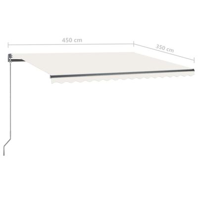 vidaXL Copertină retractabilă manual cu LED, crem, 450x350 cm