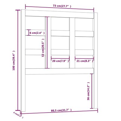 vidaXL Tăblie de pat, gri, 80,5x4x100 cm, lemn masiv de pin