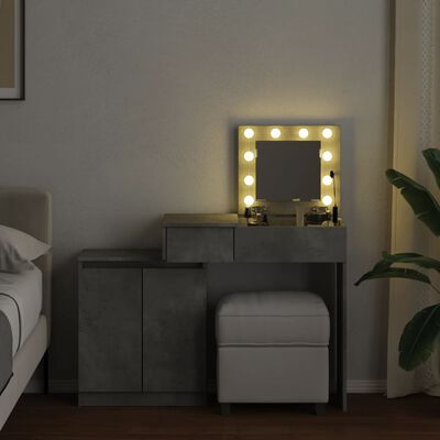 vidaXL Masă de toaletă cu LED, gri beton, 115x37x110,5 cm