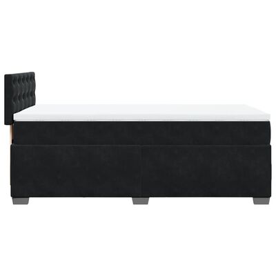 vidaXL Pat box spring cu saltea, negru, 100x200 cm, catifea