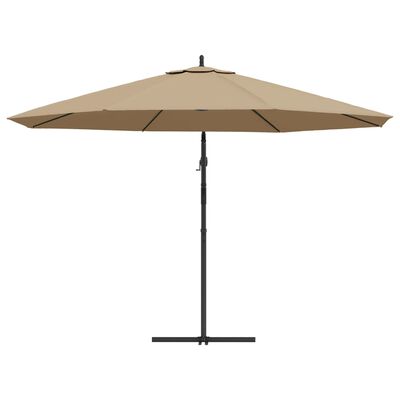 vidaXL Umbrelă suspendată cu stâlp din aluminiu, 350 cm, gri taupe