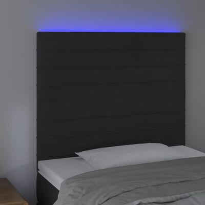 vidaXL Tăblie de pat cu LED, negru, 100x5x118/128 cm, catifea