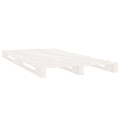 vidaXL Pat din paleți Single, alb, 90x190 cm, lemn masiv de pin