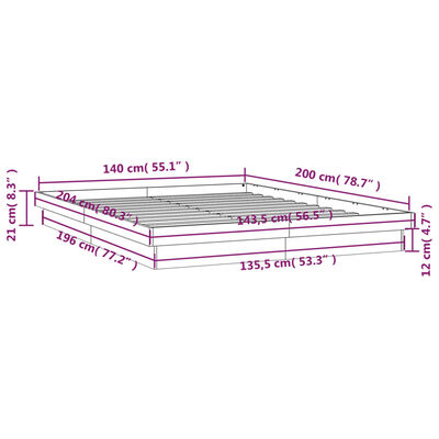 vidaXL Cadru de pat cu LED, 140x200 cm, lemn masiv