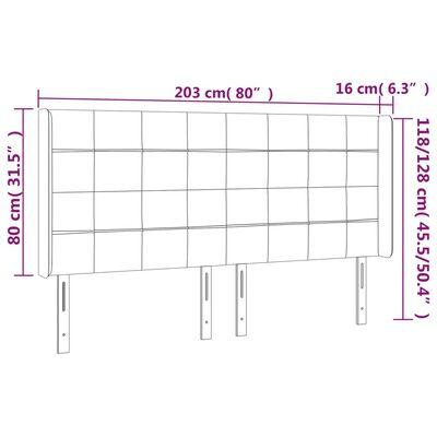 vidaXL Tăblie de pat cu LED, verde închis, 203x16x118/128 cm, catifea