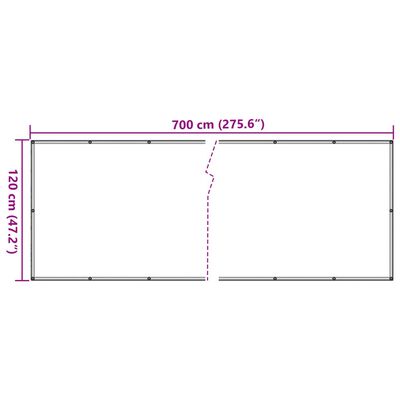 vidaXL Paravan de balcon, alb, 700x120 cm, PVC