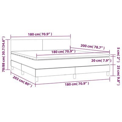 vidaXL Pat box spring cu saltea, cappuccino, 180x200cm piele ecologică