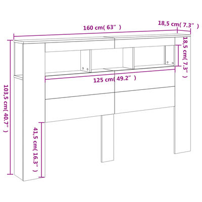 vidaXL Tăblie de pat cu LED, alb, 160x18,5x103,5 cm, lemn