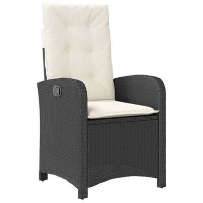 vidaXL Set mobilier de grădină cu perne, 9 piese, negru, poliratan