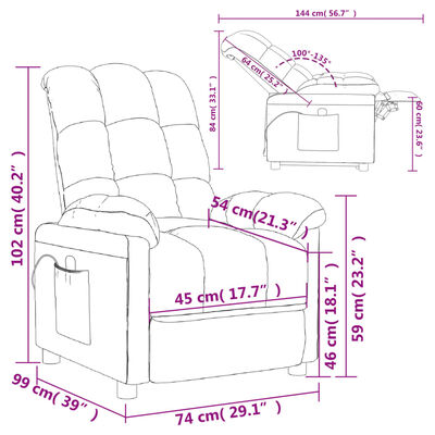 vidaXL Fotoliu de masaj, gri închis, material textil