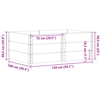 vidaXL Jardinieră de grădină, negru, 150x100 cm, lemn masiv pin