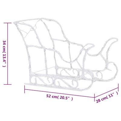 vidaXL Decorațiune de Crăciun cu reni și sanie, 280x28x55, acril