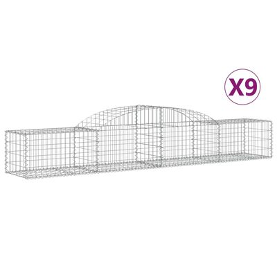 vidaXL Coșuri gabion arcuite, 9 buc., 300x50x40/60 cm, fier galvanizat