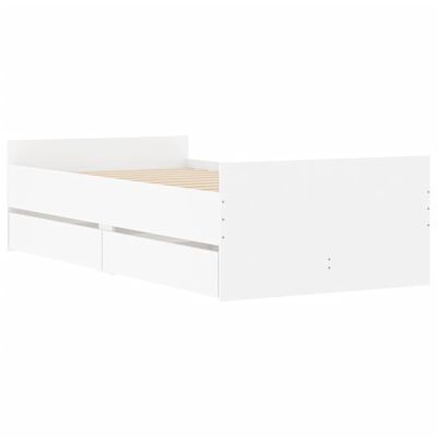 vidaXL Cadru de pat cu sertare, alb, 100x200 cm