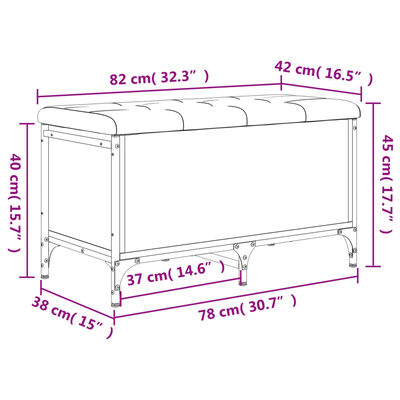 vidaXL Bancă de depozitare, stejar sonoma, 82x42x45 cm, lemn prelucrat