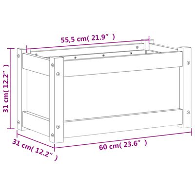 vidaXL Jardinieră de grădină, maro ceruit, 60x31x31 cm, lemn masiv pin