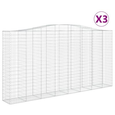 vidaXL Coșuri gabion arcuite, 3 buc 400x50x200/220 cm, fier galvanizat