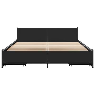 vidaXL Cadru pat cu sertare negru extralucios 150x200cm lemn prelucrat