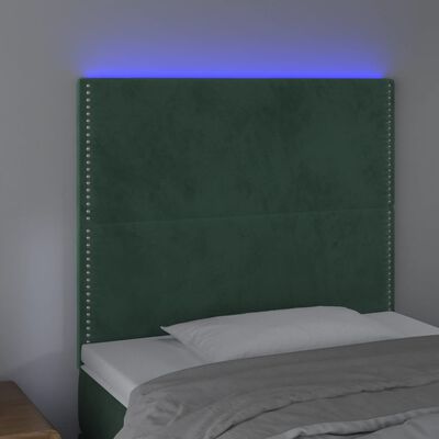 vidaXL Tăblie de pat cu LED, verde închis, 100x5x118/128 cm, catifea