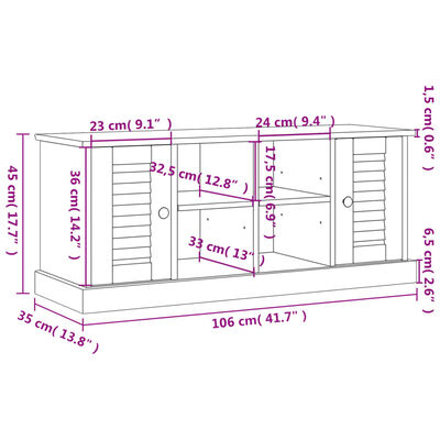 vidaXL Bancă de pantofi VIGO, 106x35x45 cm, lemn masiv de pin