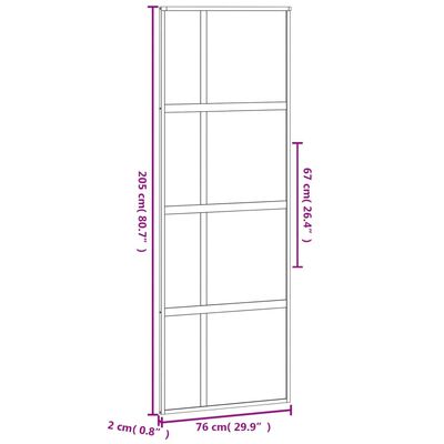 vidaXL Ușă glisantă, negru, 76x205 cm, sticlă securizată și aluminiu