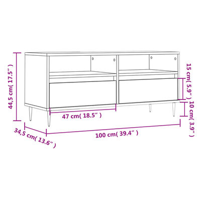 vidaXL Comodă TV, gri sonoma, 100x34,5x44,5 cm, lemn prelucrat