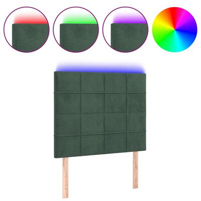 vidaXL Tăblie de pat cu LED, verde închis, 100x5x118/128 cm, catifea