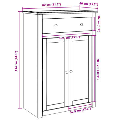 vidaXL Dulap de vinuri „Panama”, 80x40x114 cm, lemn masiv de pin