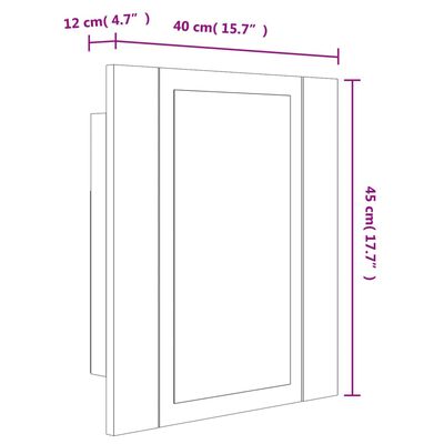 vidaXL Dulap cu oglindă de baie LED, stejar fumuriu, 40x12x45 cm, lemn