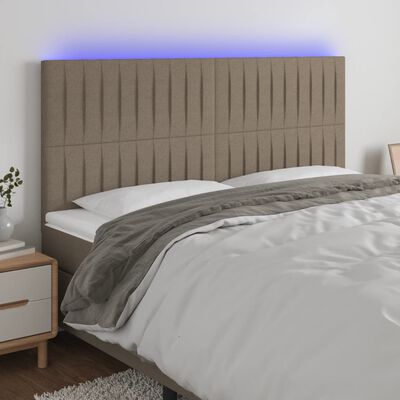 vidaXL Tăblie de pat cu LED, gri taupe, 180x5x118/128 cm, textil